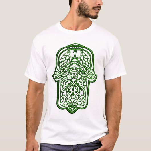 Henna Hand of Hamsa (Green) Tシャツ (正面)