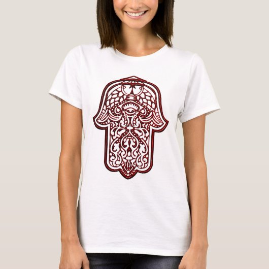 Henna Hand of Hamsa (Red) Tシャツ (正面)