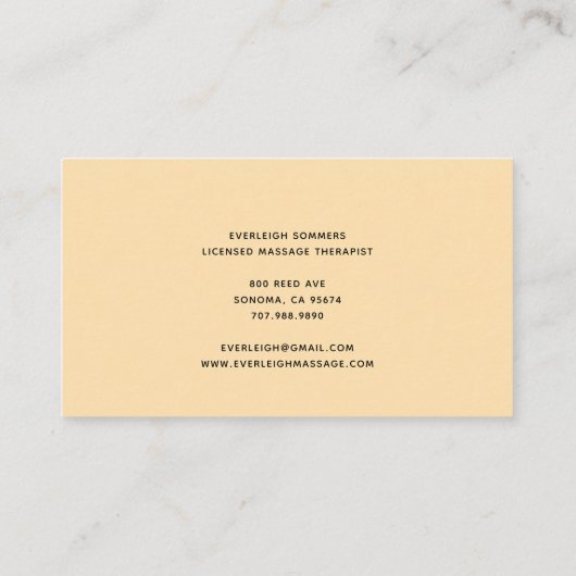 Henna Massage Healing Arts Hands Business Card 名刺 (裏面)