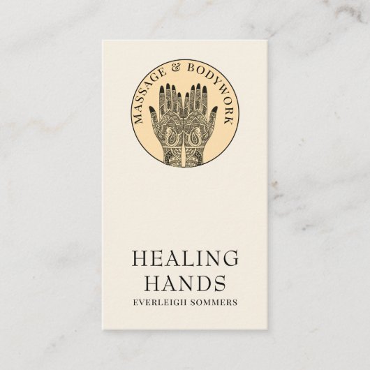 Henna Massage Healing Arts Hands Business Card 名刺 (正面)