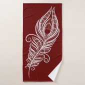 Henna style peacock feather バスタオル (バスタオル)