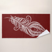 Henna style peacock feather バスタオル (バスタオル)