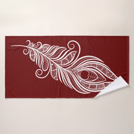 Henna style peacock feather バスタオル (バスタオル)