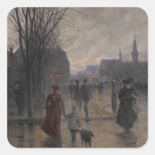 Hennepinの道の雨の夕べ、c.1902 スクエアシール