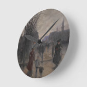 Hennepinの道の雨の夕べ、c.1902 ラウンド壁時計 (傾斜)