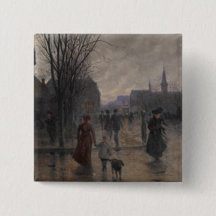 Hennepinの道の雨の夕べ、c.1902 缶バッジ