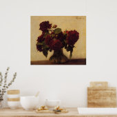 henri fantin-latour暗いバラの背景(明) ポスター (キッチン)