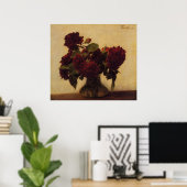 henri fantin-latour暗いバラの背景(明) ポスター (ホームオフィス)