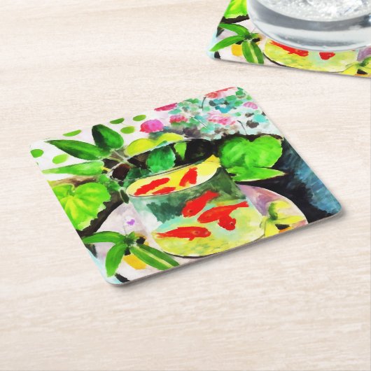 Henri Matisse, The Goldfish,デジタルスケッチ スクエアペーパーコースター (アングル)