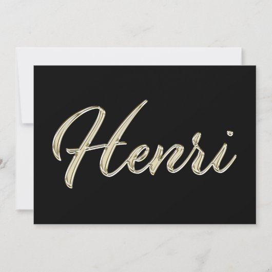 Henri Name white gold Handwriting Karte カード (正面)