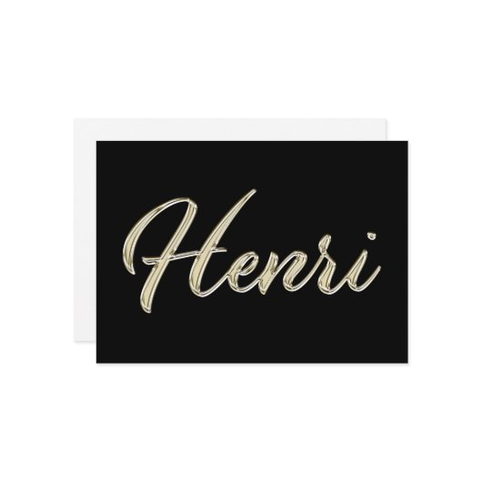 Henri Name white gold Handwriting Karte カード (正面/裏面インサイチュ)