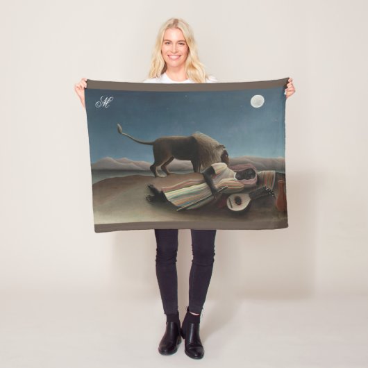 Henri Rousseau眠るジプシーとアーティスト名 フリースブランケット (インサイチュ)