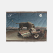 Henri Rousseau眠るジプシーとアーティスト名 フリースブランケット (正面(横))