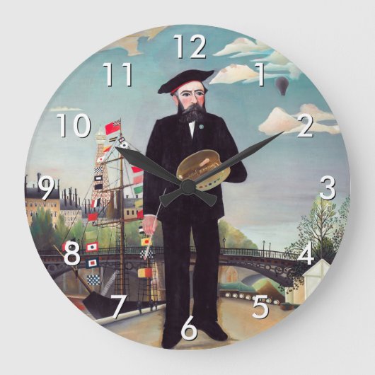 Henri Rousseau – 自分自身ポートレート – 風景 ラージ壁時計 (正面)