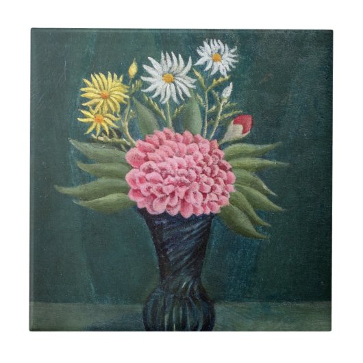Henri Rousseau - Dahlia and Daisies in a Vase タイル (正面)