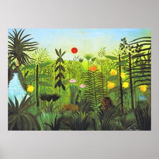 Henri Rousseau - Exotic Landscape with lion ポスター (正面)