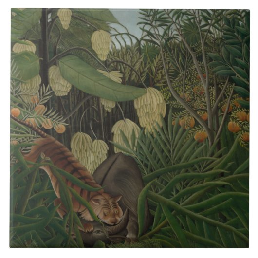 Henri Rousseau - Fight Between a Tiger タイル (正面)