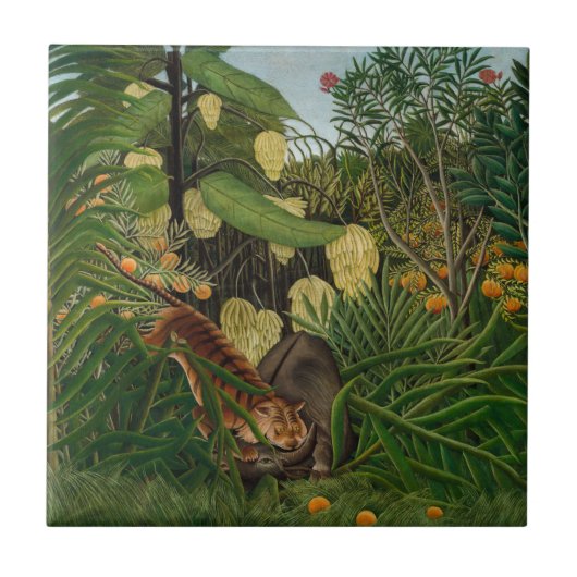Henri Rousseau - Fight between Tiger and Buffalo タイル (正面)