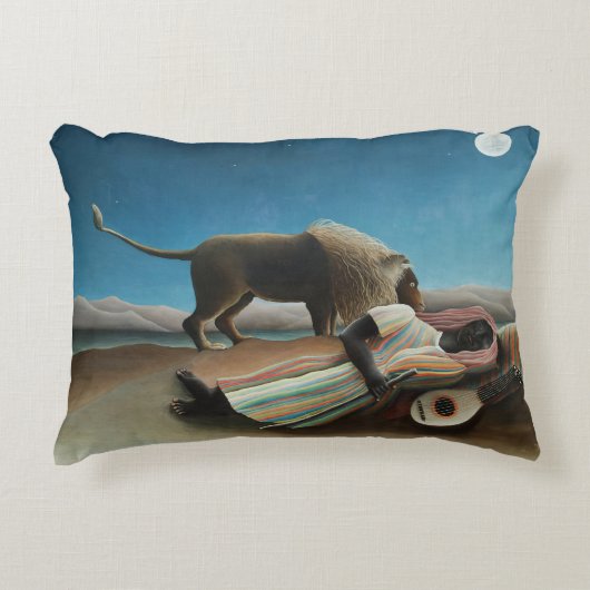 Henri Rousseau Sleeping Gypsy Lion Painting アクセントクッション (正面)