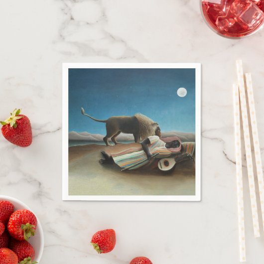 Henri Rousseau Sleeping Gypsy Lion Painting スタンダードカクテルナプキン (インサイチュ)