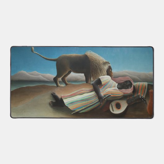 Henri Rousseau Sleeping Gypsy Lion Painting デスクマット (正面)