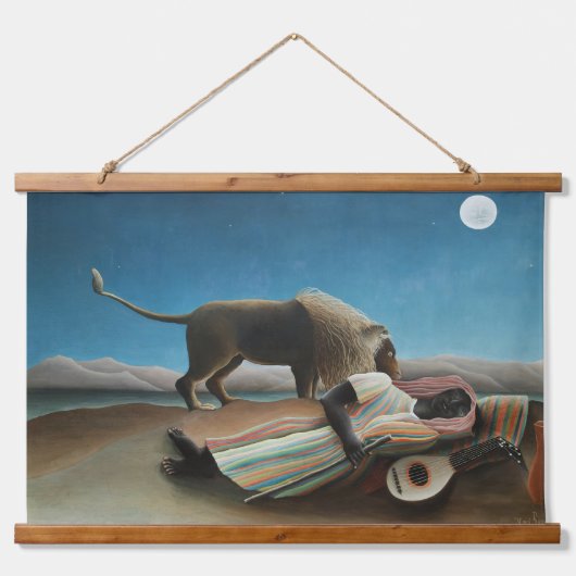 Henri Rousseau Sleeping Gypsy Lion Painting 吊り下げ型タペストリー (正面)