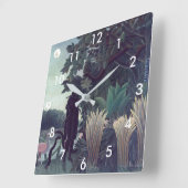 Henri Rousseau - The Snake Charmer スクエア壁時計 (傾斜)
