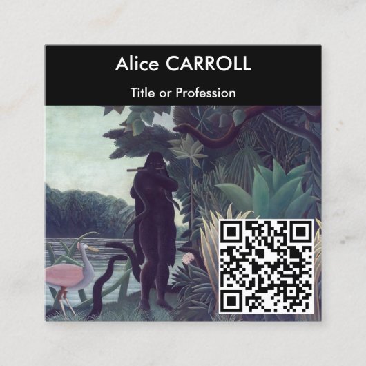 Henri Rousseau - The Snake Charmer - QR Code スクエア名刺 (正面)