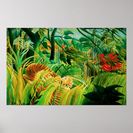 Henri Rousseau Tiger in a Tropical Storm Poster ポスター (正面)