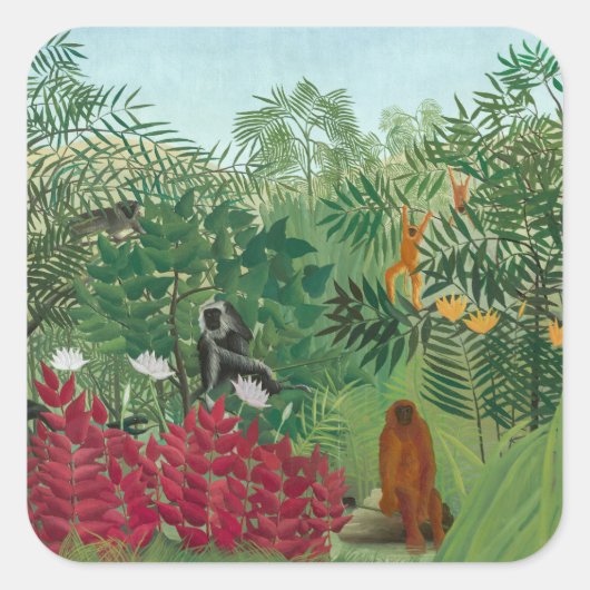 Henri Rousseau - Tropical Forest with Monkeys スクエアシール (正面)