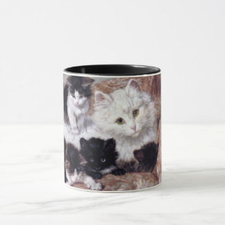 Henriette Ronner-Knipによる白猫と子猫 マグカップ