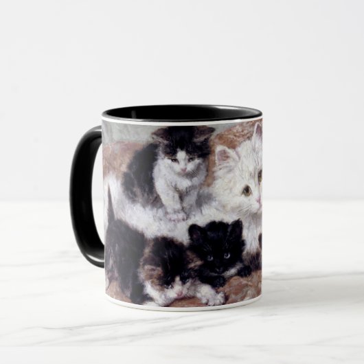 Henriette Ronner-Knipによる白猫と子猫 マグカップ (正面左)