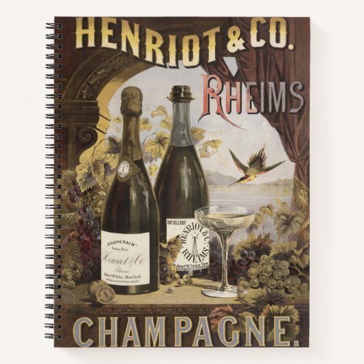 Henriot & Co. Rheims Champagneのヴィンテージ広告 ノートブック (正面)