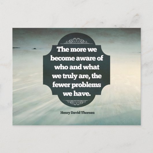 Henry David Thoreau感動的引用文「アウェア」 ポストカード (正面)