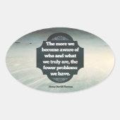 Henry David Thoreau感動的引用文「アウェア」 楕円形シール (正面)