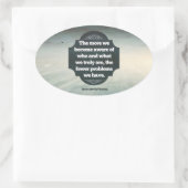 Henry David Thoreau感動的引用文「アウェア」 楕円形シール (バッグ)