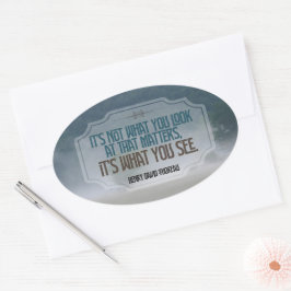 Henry David Thoreau感動的引用文「参照」 楕円形シール