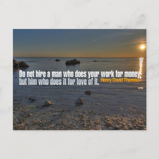 Henry David Thoreau感動的引用文「Work」 ポストカード (正面)