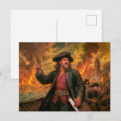 Henry Morgan Pirate Battle Portrait ポストカード (正面/裏面)