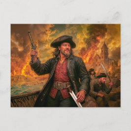 Henry Morgan Pirate Battle Portrait ポストカード