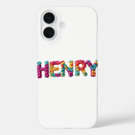 HENRY Name in 鮮やか Crochet Pattern iPhone 16ケース