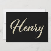 Henry Name white gold Handwriting Karte カード (正面)