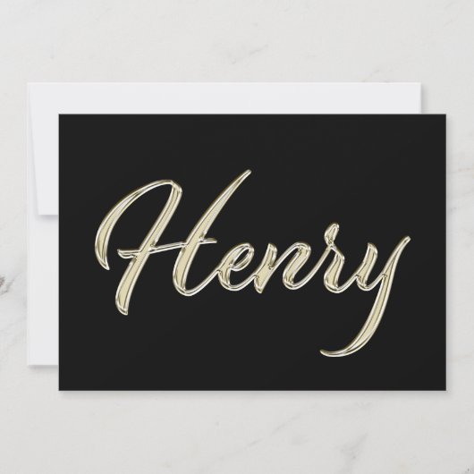 Henry Name white gold Handwriting Karte カード (正面)