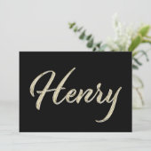 Henry Name white gold Handwriting Karte カード (スタンド正面)