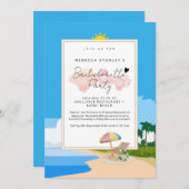 hensパーティーへの'ビーチバチェロレッテ'招待状 招待状 (正面/裏面)