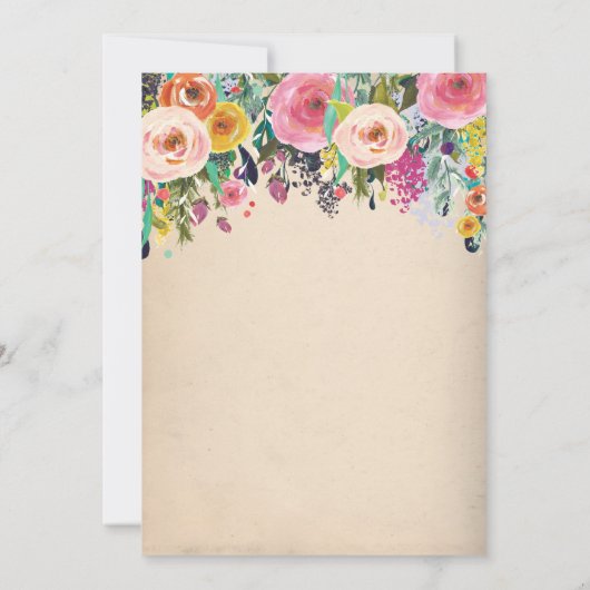 Hensパーティーヴィンテージフローラ招待状 招待状 (裏面)