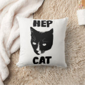 Hep CatおもしろいTuxedo猫写真スローガンアート クッション (ブランケット)