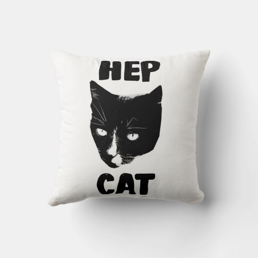 Hep CatおもしろいTuxedo猫写真スローガンアート クッション (裏面)