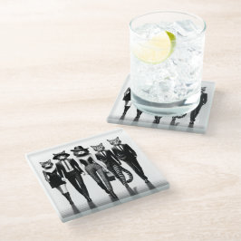 Hep Catランウェイモデル歩くザCatwalk ガラスコースター