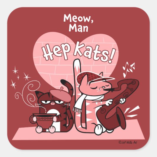 HEP KATS by Jeff Willis Art スクエアシール (正面)